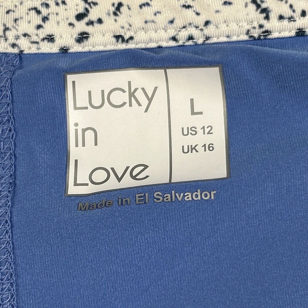 Lucky In Love Skirt Womens Large Blue White Pickleball Tennis Skort Golf Pockets - Picture 2 of 9